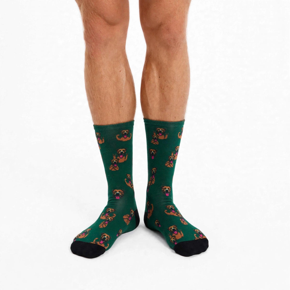 Boxer dog novelty socks for men with larger and wider feet