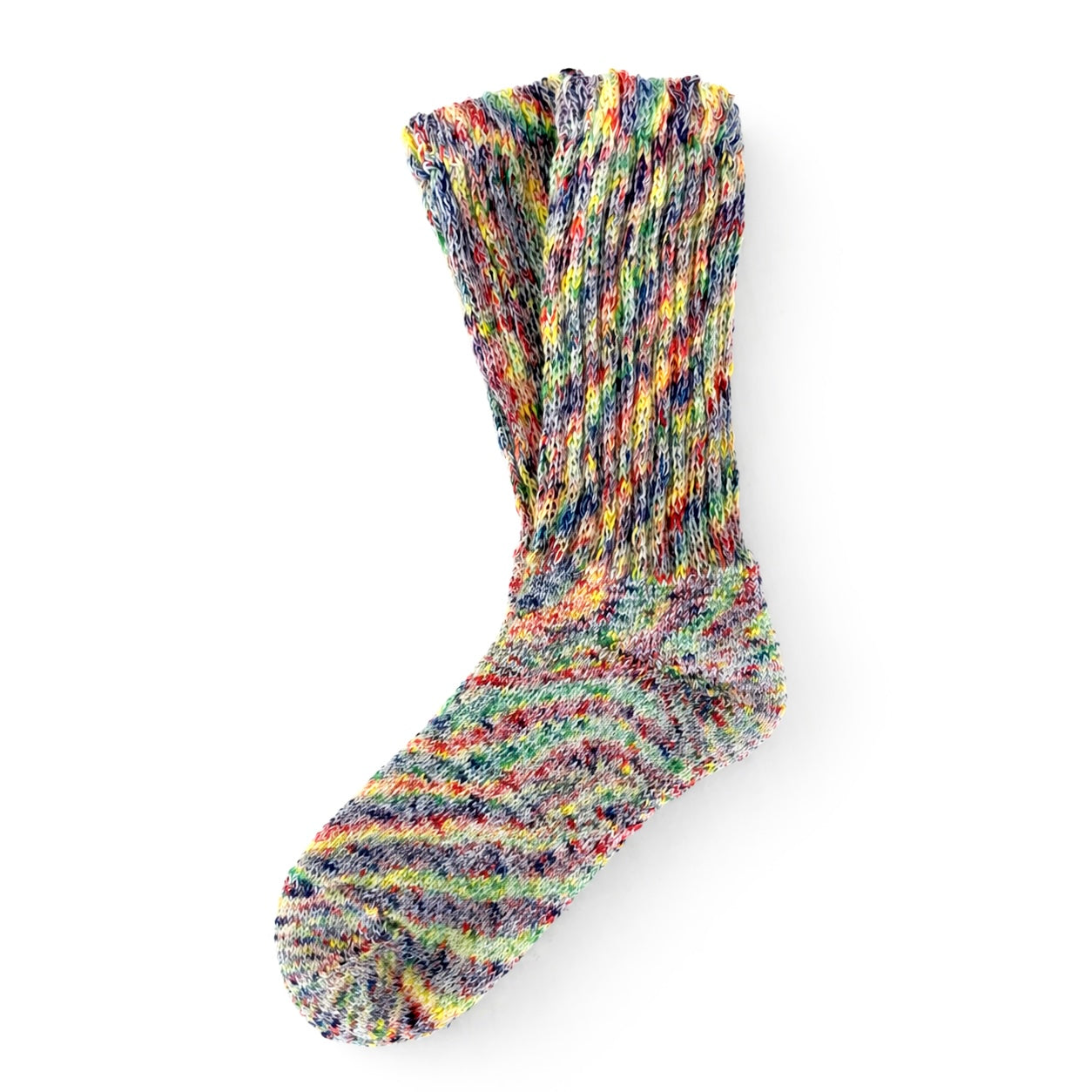 Multicolored sock on a white background