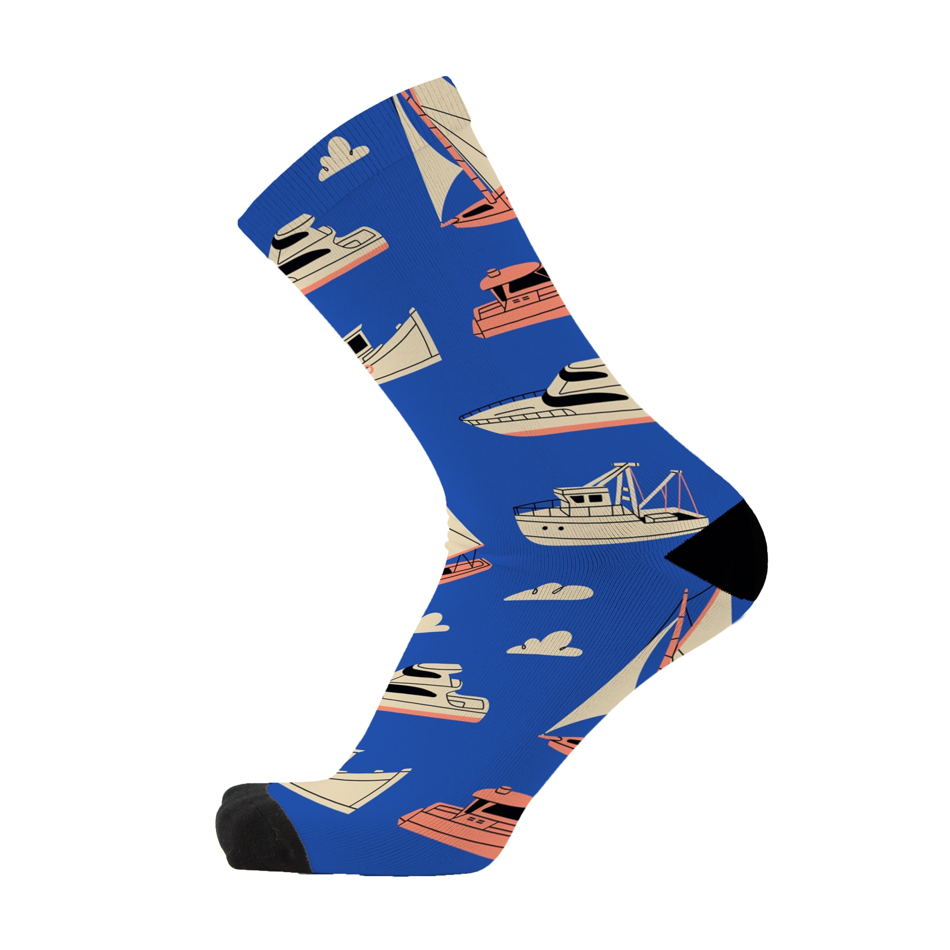 Blue bamboo socks featuring sailboats and nautical sailing design by Red Fox Sox