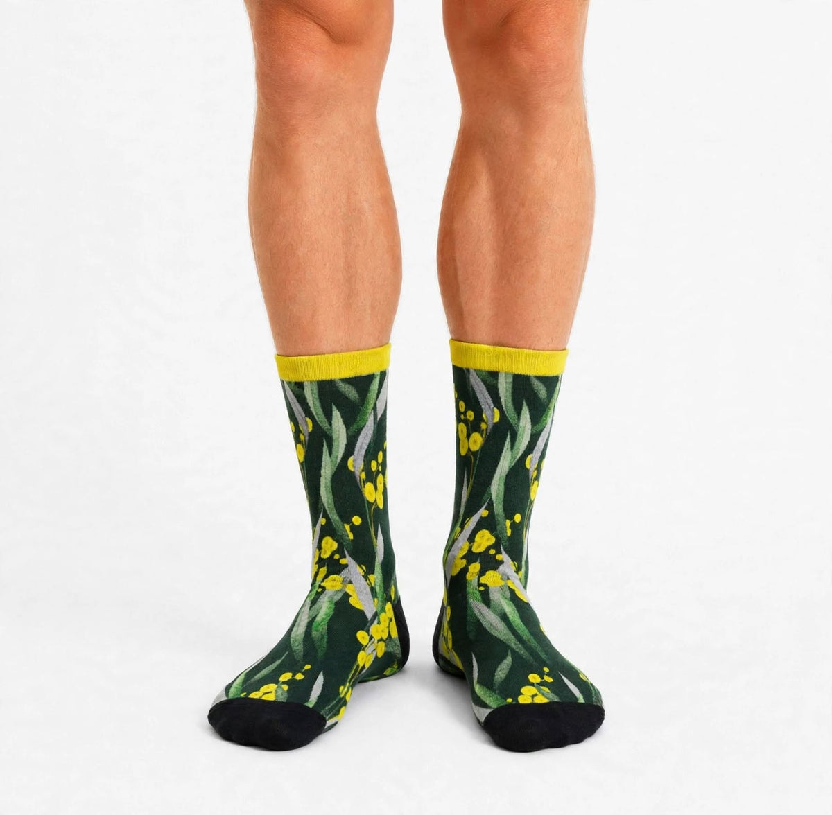 Australian Native Wattle Flower Socks for Men and Wider Feet