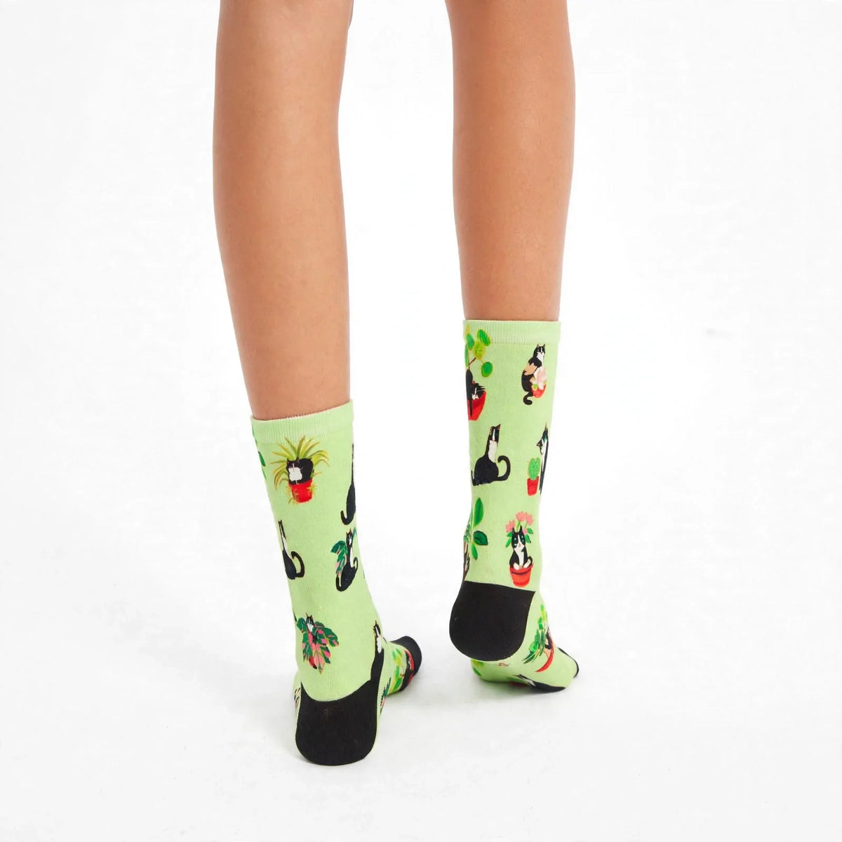 Funny cats and plants bamboo socks, seamless novelty socks and gift idea for cat lovers