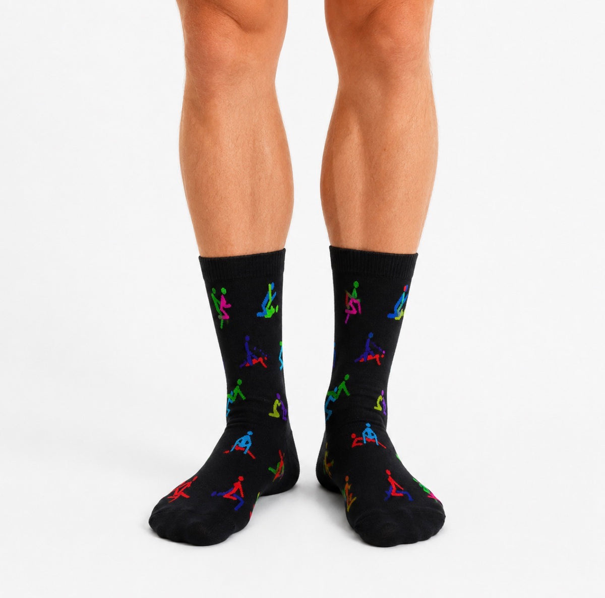 Karma Socktra bamboo novelty socks with a funny naughty stick-figure pattern.