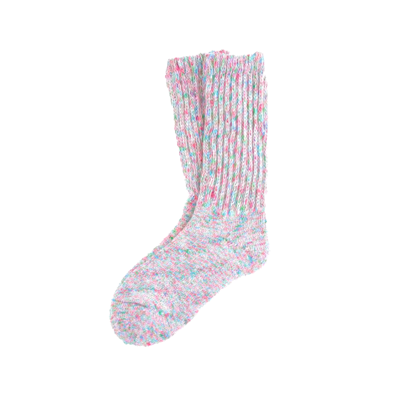 A pair of multicolored ombre loose top socks.