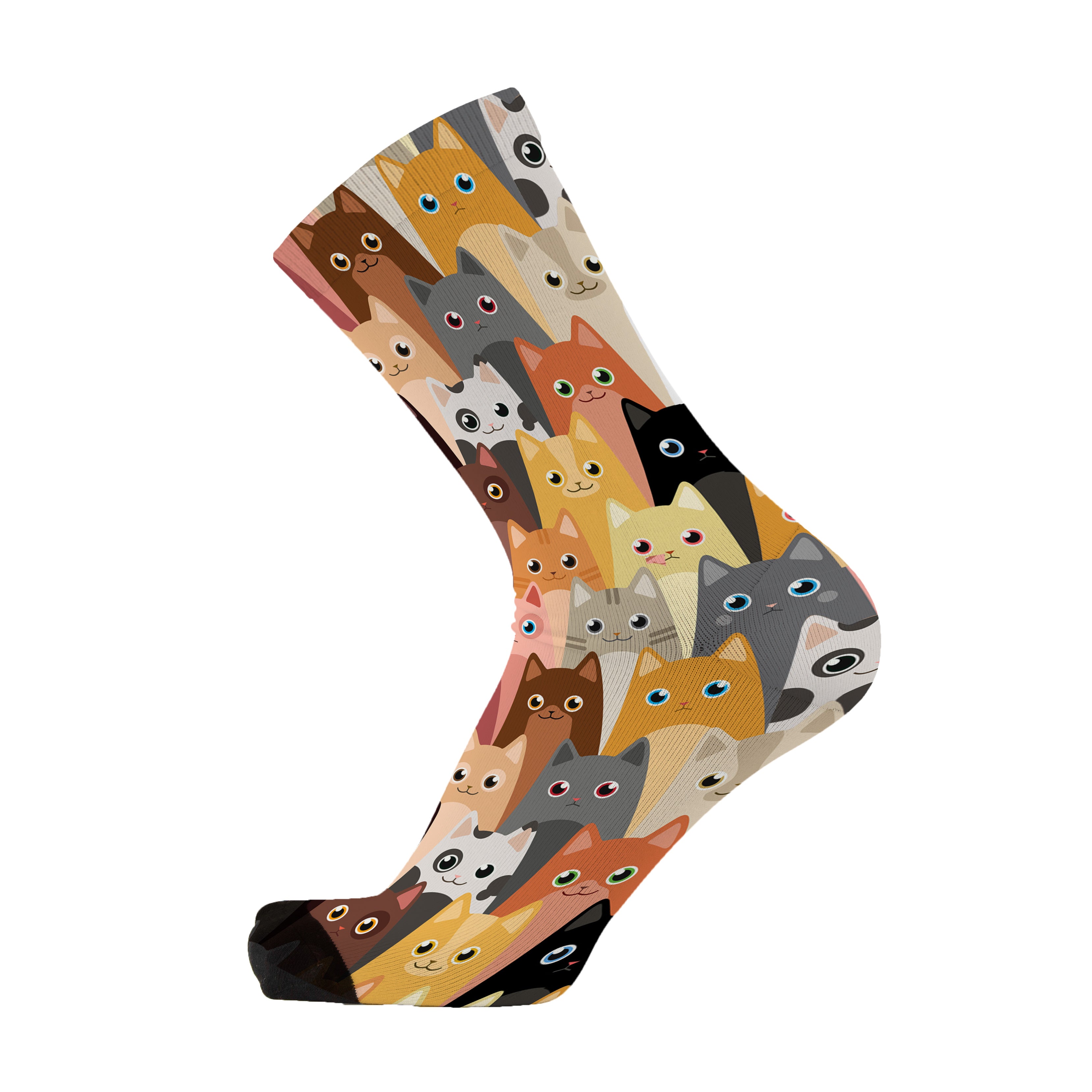 A pair of cat designs socks. Features all types cats 
